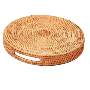 Eco-Friendly Round Wood Serving Tray Modern Rectangular Rattan Handicraft for Dining Living Room Bedroom - Product Image 4