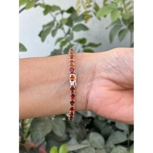 สร้อยข้อมือเทนนิสทรงวงรีประดับซิทรินเงินแท้ 925 เครื่องประดับทันสมัยและสง่างาม - Product Image 6