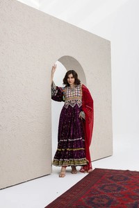 Pathani frock ชุดเดรสพิมพ์ลายชนเผ่า kuchi ชุดปาร์ตี้กลางแจ้งสำหรับเด็กผู้หญิงชุดเต้นรำท้องชุดเดรสสตรีระบายอากาศได้ - Product Image 3
