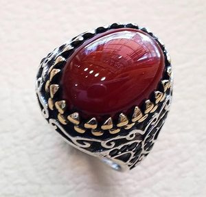 Bague pour homme en argent sterling 925, nouvelle arrivée, pierre précieuse en onyx rouge naturel, design arabe, pierre de naissance de décembre, vente en gros - Product Image 2