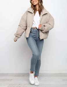 Chaqueta acolchada de talla Regular para mujer, cremallera frontal, tela acolchada suave, manga larga, con capucha, abrigo cálido y cómodo para uso en clima frío - Product Image 5