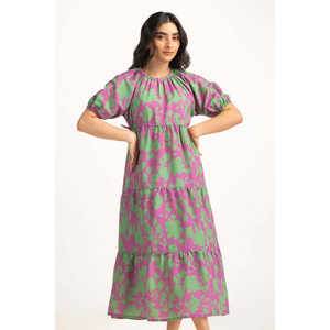 Robe décontractée d'été en coton pour femme WM-DRS-SS25-204, imprimé floral vintage, motif 3D, taille XL, coupe ajustée, haute qualité - Product Image 1