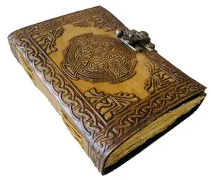 Celtic Knots Leather Journal with Latch Spiral Binding Handmade Paper Notebook Handmade Leather Travel Writing Notebook Diary