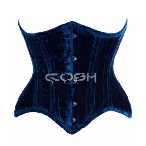 Corset sexy en velours bleu sarcelle à lacets sous la poitrine - Product Image 6
