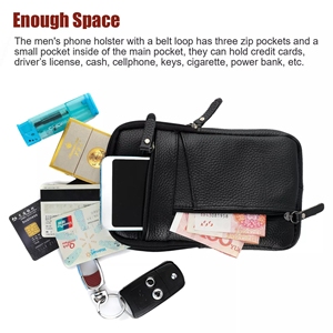 Bolso de teléfono cruzado de cuero de vaca para hombre, riñonera de cuero de Caballo Loco Vintage, bolsa con lazo para cinturón, bolso de hombro portátil - Product Image 4