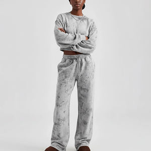 Embroidery Tracksuit 2 Pieces Cozy Sweatpants and Cropped Hoodie <b>Set</b> for Women <b>crop</b> <b>top</b> swatsuits - Product Image 1