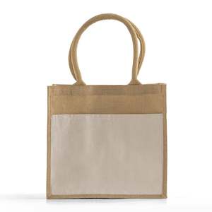 <b>Medium</b> Jute <b>Bag</b> TJ288 Durable Rope Handle Eco-Friendly Canvas Polyester Featuring Leopard Letter Screen for Advertising Gift Use - Product Image 4