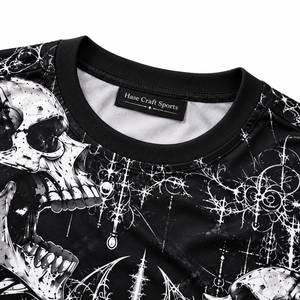 <b>Men's</b> Gothic <b>Skull</b> Print T-<b>Shirt</b> Black Short Sleeve O-Neck Sublimation Transfer Polyester Jersey - Product Image 5