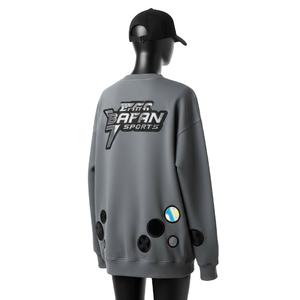 Sweat-shirt oversize pour femme, lourd, 320 GSM, mélange de coton polaire, toucher doux, gris, coupe décontractée, logo personnalisé, respirant - Product Image 5