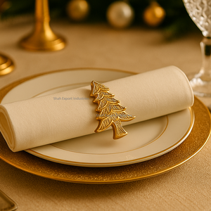 Rond de serviette en métal au design martelé plaqué or pour la décoration de table de mariage à la maison porte-serviettes de forme ronde - Product Image 5