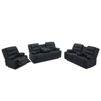 Moderno Sofá Reclinable Convertible de Cuero PU Marrón, Extensible, con Función de Masaje, Portavasos y Almacenamiento, Cómodo para el Hogar