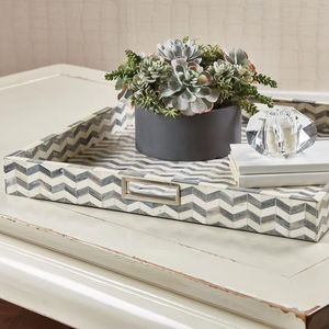 Plateau de Table à dîner en forme de rectangle fantaisie Résine et flore de haute qualité Incrustation d'os Plats de service Assiettes Design attrayant - Product Image 1