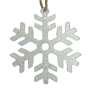 Design moderne Tenture murale en fer et métal Flocon de neige décoratif lavage blanc pour la maison et la décoration de Noël Ornement fait à la main - Product Image 2