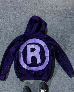 Survêtements pour hommes, coupe ample, style streetwear, avec strass, en polaire, à capuche, entièrement brodés, respirants, streetwear OEM - Product Image 2