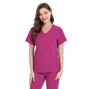 개인 맞춤형 의료 유니폼 작업복 V 넥 의료 스크럽 병원 간호사 스크럽 유니폼 세트 도매