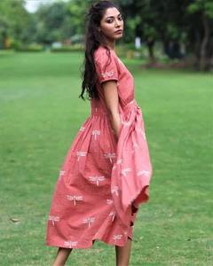 Indian Hand-Block Printed Cotton Boho Dress Floral Summer Casual Wear Handmade Touch <b>Sweet</b> Style Natural Perfect <b>Gift</b> for Her - Product Image 2