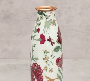Botella de agua de cobre de alta calidad con botella blanca con estampado floral a un precio asequible - Product Image 5