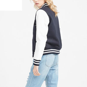 Vêtements d'automne pour femmes Manteau d'uniforme de baseball avec broderie de lettres Veste universitaire de poche Service OEM Logo personnalisé - Product Image 2