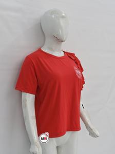 Haute qualité séchage rapide femmes coton T-Shirt respirant col à volants manches courtes imprimé décoration prix de gros - Product Image 6