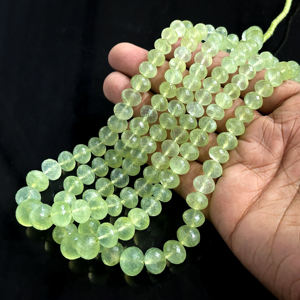 Cuentas facetadas de prehnita natural de 8-12 mm, hilo de cuentas sueltas de prehnita natural para la fabricación de joyería. - Product Image 2