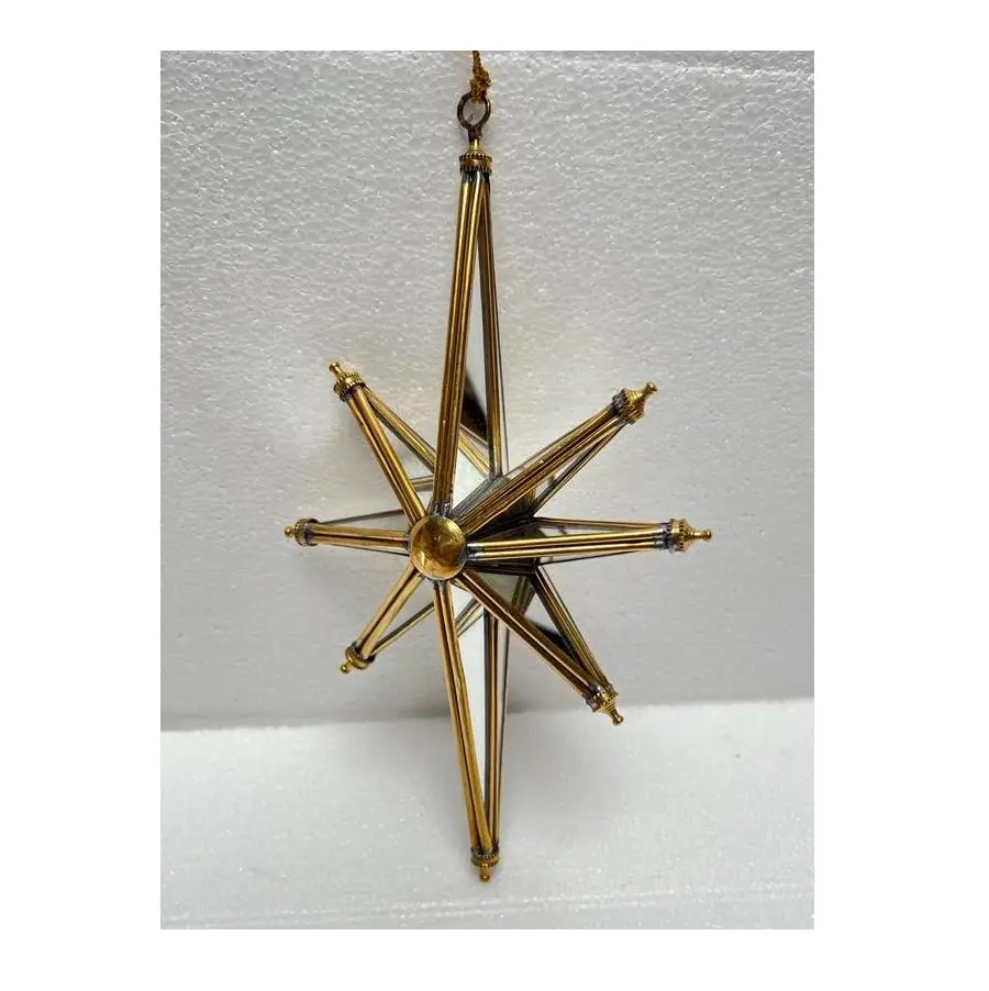 Decorações de Natal Venda Quente Natal Festival 3 D Espelho 8 cone estrela forma multi cor Latão Natal pendurado ornamento