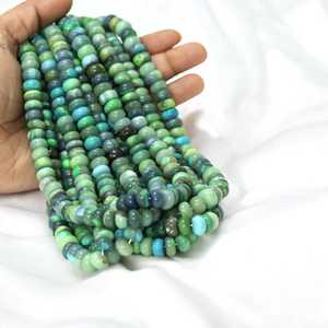 Pin vert bonbon opale lisse Rondelle perles 7mm à 10mm brin de pierres précieuses en vrac pour la fabrication de bijoux en vrac en gros approvisionnement Inde - Product Image 3