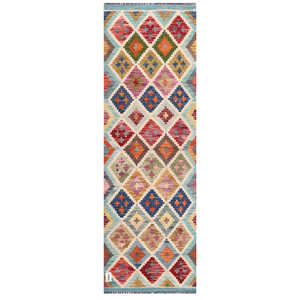 Alfombra Kilim de Maimana, Afganistán, 202 x 65 cm, Alfombras y Juegos de Alfombras - Product Image 1