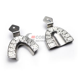 Metal Perforated Trays Reinforced Handle Autoclavable Stainless Steel For Heavy Body Silicone Putty Crown Bridge Impressions - Product Image 6