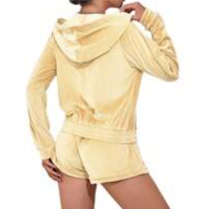 Ensemble deux pièces décontracté pour femme, hiver, veste à capuche zippée unie et short assorti, style cycliste, écologique 2026 - Product Image 5