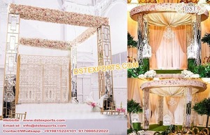 Boda de estilo marroquí Mandap marquesinas decoración ceremonia de boda Metal Chuppah decoración arco precio bajo Mandap estructura boda conjunto Reino Unido - Product Image 4