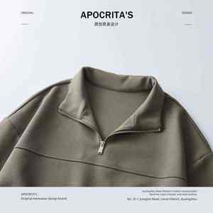 APO personalizado al por mayor de alta calidad media cremallera solapa Sudadera con capucha para los hombres - Product Image 3