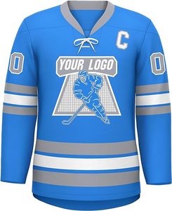 Uniformes de hockey sur glace de haute qualité Sublimation complète col en V uniformes de hockey sur glace faits en polyester régulier - Product Image 3