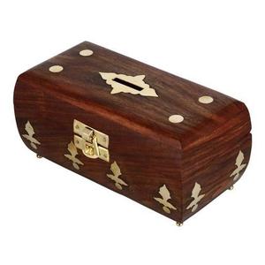 Article de cadeau décoratif promotionnel pour la maison Design unique Tirelire à la main Forme de baril Incrustation de métal en bois Bois de manguier de haute qualité - Product Image 5