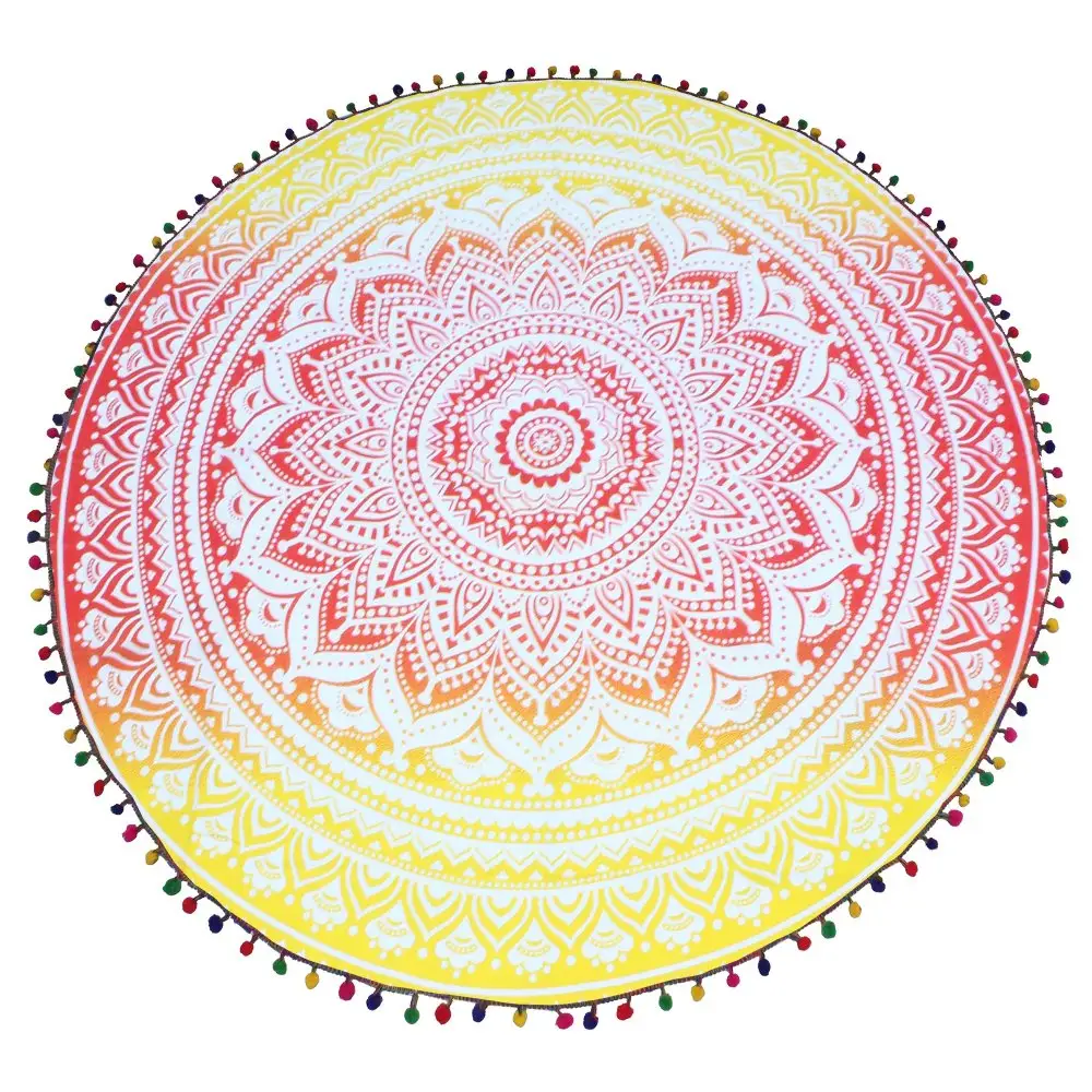 Vendita calda stampa coperta da spiaggia tappeto da Picnic tappetino da Yoga Boho Mandala rotondo telo mare con nappa rotonda Mandala arazzo Mandala