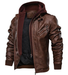 Veste bomber pour homme de haute qualité, coupe ajustée, streetwear décontracté, veste en cuir véritable pour la moto - Disponible en gros - Product Image 3