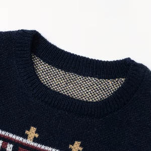 Pull en tricot uni élégant pour homme, style vintage, décontracté, manches longues, col rond unisexe, logo sur le devant, pull en tricot - Product Image 3