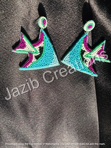 2024 Boho fait à la main perles de rocaille boucles d'oreilles Miyuki perlé Huggie boucles d'oreilles géométrie créative coloré à la mode classique personnalisé - Product Image 2