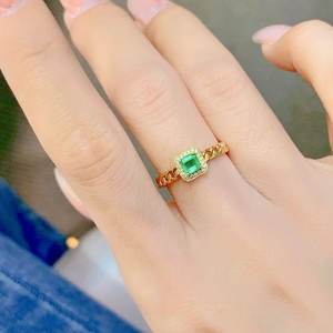 Anillo Infantil de Moda en Oro de 14K con Rodio, Certificado IGI, con Esmeralda Natural de Zambia y Moissanita, para Fiestas, Aniversarios, Piedra de Nacimiento de Mayo - Product Image 2