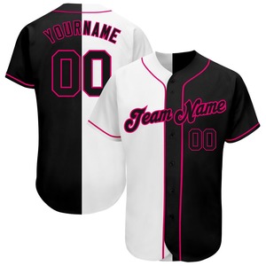 Camiseta de béisbol de moda dividida auténtica blanca-negra Rosa personalizada camiseta de béisbol de poliéster 100% camiseta de béisbol personalizada impresa - Product Image 1
