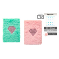 Carnet A5 en peluche diamant 80 feuilles 80 Gr/M2 Texture douce Carton thermique à feuilles mobiles pour l'écriture scolaire Également disponible A6 A4