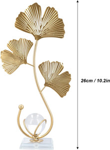 Escultura de metal de hoja de ginkgo dorado decoración del hogar arte abstracto moderno adorno decorativo para sala de estar mesa de lujo - Product Image 2