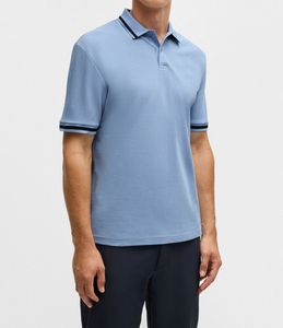 Polo de trabajo para hombre, camisa extragrande con cuello de solapa y medio botón, diseño de retazos de manga corta, tela suave, ropa informal elegante para oficina - Product Image 3
