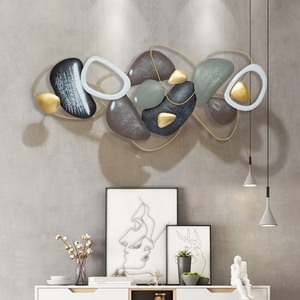 Art mural en métal décoratif moderne, décoration suspendue faite à la main pour le salon, 48x25 pouces, personnalisable - Product Image 1