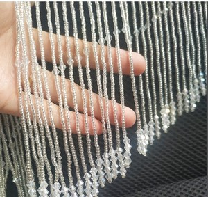 <b>Beaded</b> Trim Tassel Crystal Fringe Lace Trim for Bridal Dress Belt Belly Dance Costumes 5yards/lot Bead Tassel Tassels Trim - Product Image 1