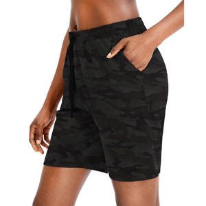 Short de yoga d'entraînement taille haute pour femmes avec poches Short imprimé décontracté respirant de style motard en gros - Product Image 3