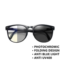 Photochromique anti lumière bleue pliable portable carré noir lunettes anti reflet pour homme femmes hommes changement de couleur lunettes