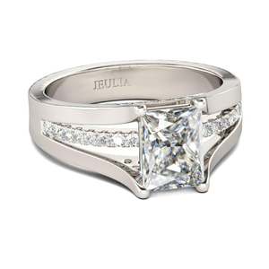 Bague de fiançailles géométrique en argent sterling plaqué rhodium Jeulia, coupe radiant - Product Image 2