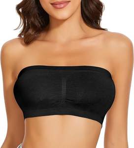 Sujetador de tubo corto sin tirantes Bandeau inalámbrico sin costuras para mujer Bralette acolchado sin tirantes con almohadillas extraíbles - Product Image 3
