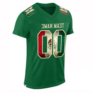 Adult Team Football Jersey With Player Name And Number <b>Green</b> Color Plus Size American Football Uniform With <b>Mesh</b> Panels - Product Image 2