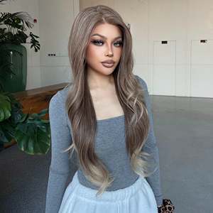 Suzanna-DWY 13x6 Lace Front Free Part Synthetic <b>Wig</b> Balayage Light <b>Brown</b> Blonde Curly Synthetic <b>Wigs</b> - Product Image 4